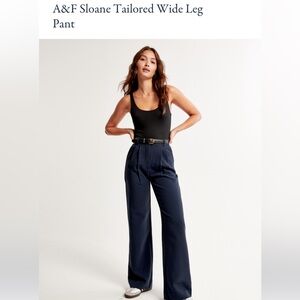 Abercrombie & Fitch Sloane Tailored Navy Wide Leg Trouser Dress Pants